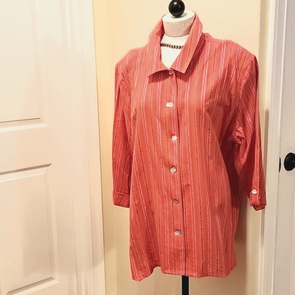 Cali & York Tops - Cali & York 3/4 Sleeve Stripped Blouse